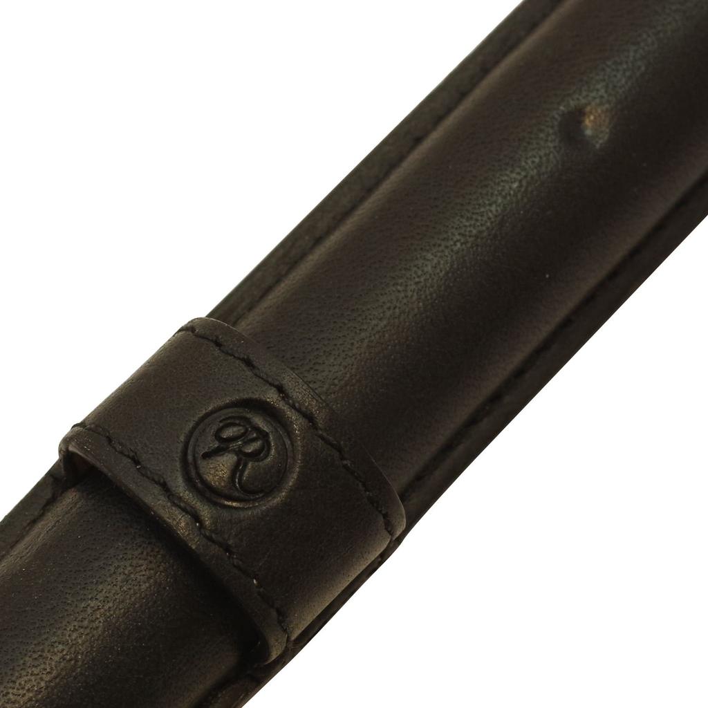 Romeo Smooth Leather Pen Case for One Pen Genuine Leather 3 Ballpoint Pen RLS01BK [Black] No.