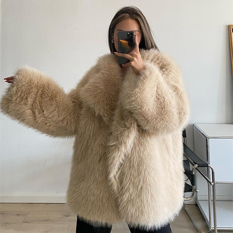 Cappotto in pelliccia sintetica di lusso da donna inverno spesso caldo manica lunga colletto couverture cappotto femminile elegante capispalla da donna