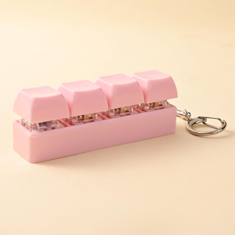 

Adult Stress Relief 4 Keys Fidget Toy, Keyboard-Style Keycap Gadgets, DIY Fidget Keychain