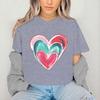 2026 New Girl's Colorful Love Printed Cotton Adult and Children's Couple T-shirt Summer Fashion Loose Sports Daily Short Sleeve
