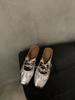 Inner height-increasing bow silver bag head half-drag women's shoes fashionable outer wear 2025 new summer Mary Jane sandals
