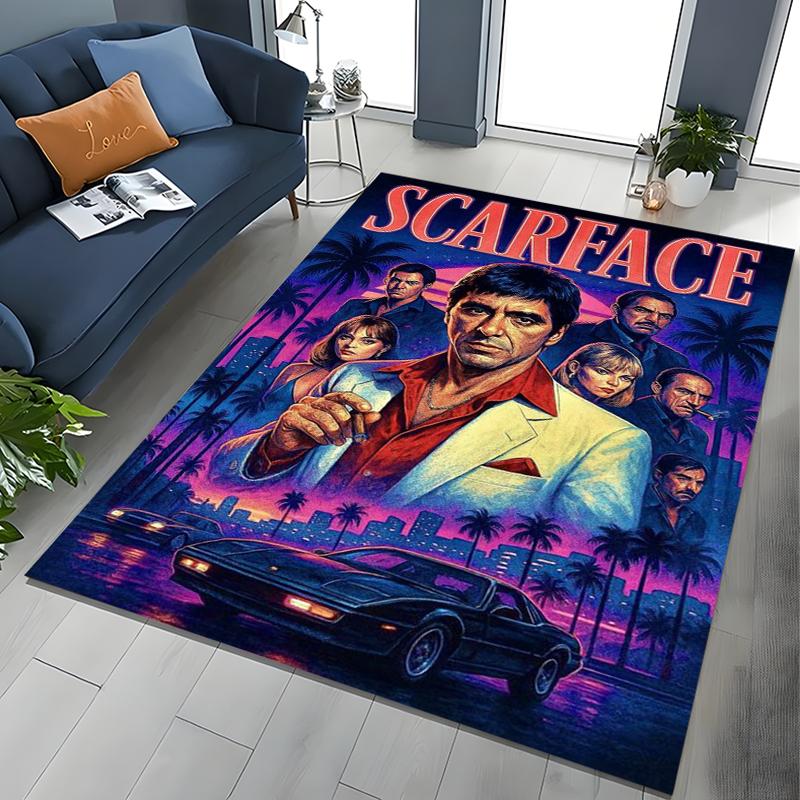 Tappeto Classico Scarface Tony Montana Movie Art per Camera da Letto Soggiorno Divano Decorazione Zerbino per Casa, Grande Tappeto Antiscivolo per Bambini