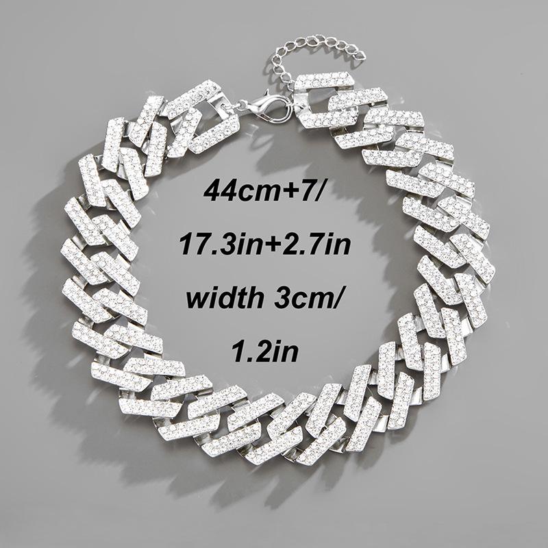 European & American Hip-Hop 30mm XL Cuban Chain Necklace - Thick, Retro, Full Diamond, Men's Trendy Accessory