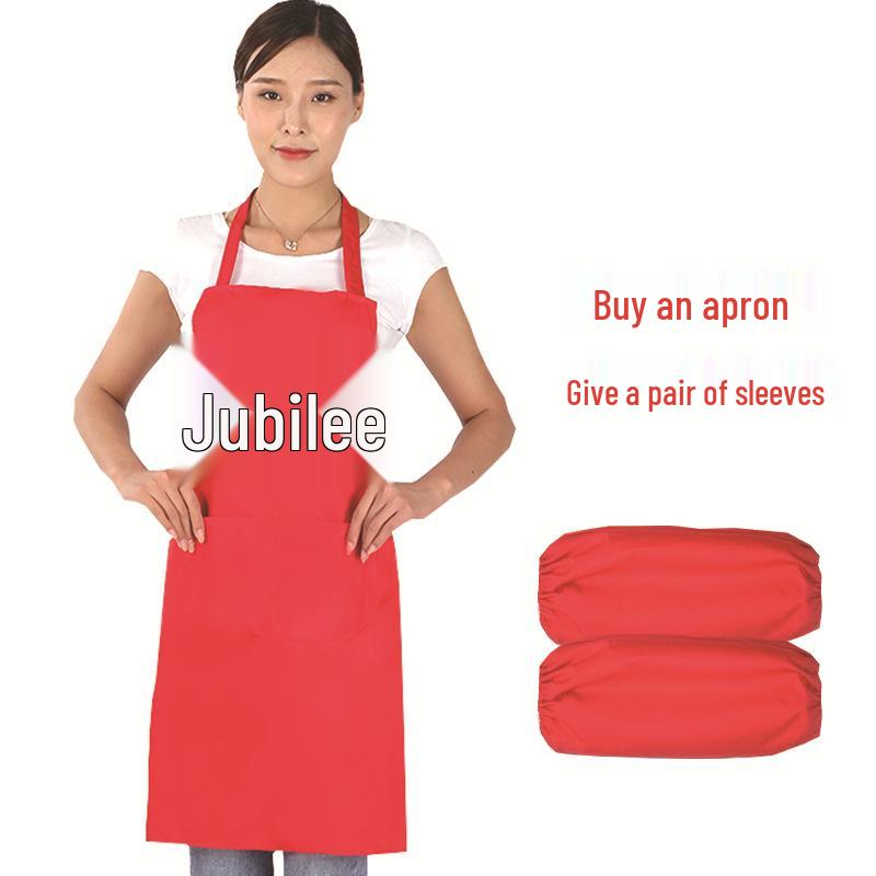 Wedding Aprons with Red Sleeves and Custom Printed Logo - Perfect for Birthdays, Banquets, Gifts, and Events.