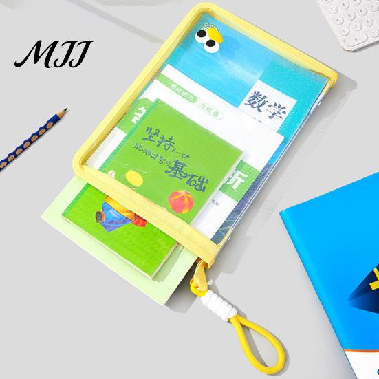 Dustproof File Protection Sleeve Clear Expanding Folder, with Hand Strap, Macaron Color Lightweight Student Test Paper Holder Waterproof Plastic