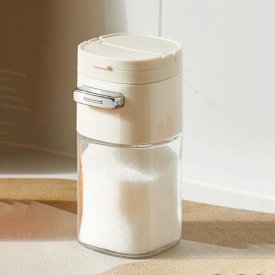 2-In-1 Glass Salt Spice Dispenser with Press-Type Portion Control Airtight 180ml Seasoning