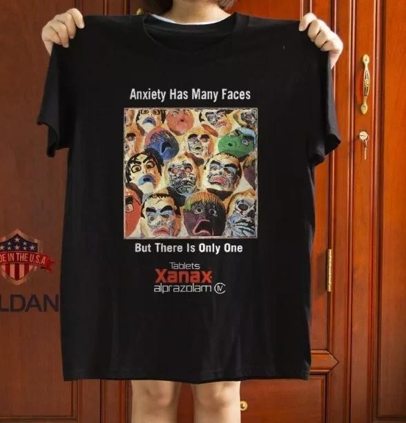 

Ксанакс - У тревоги много лиц Черная унисекс футболка Размер S-4XL BL1707 2XL