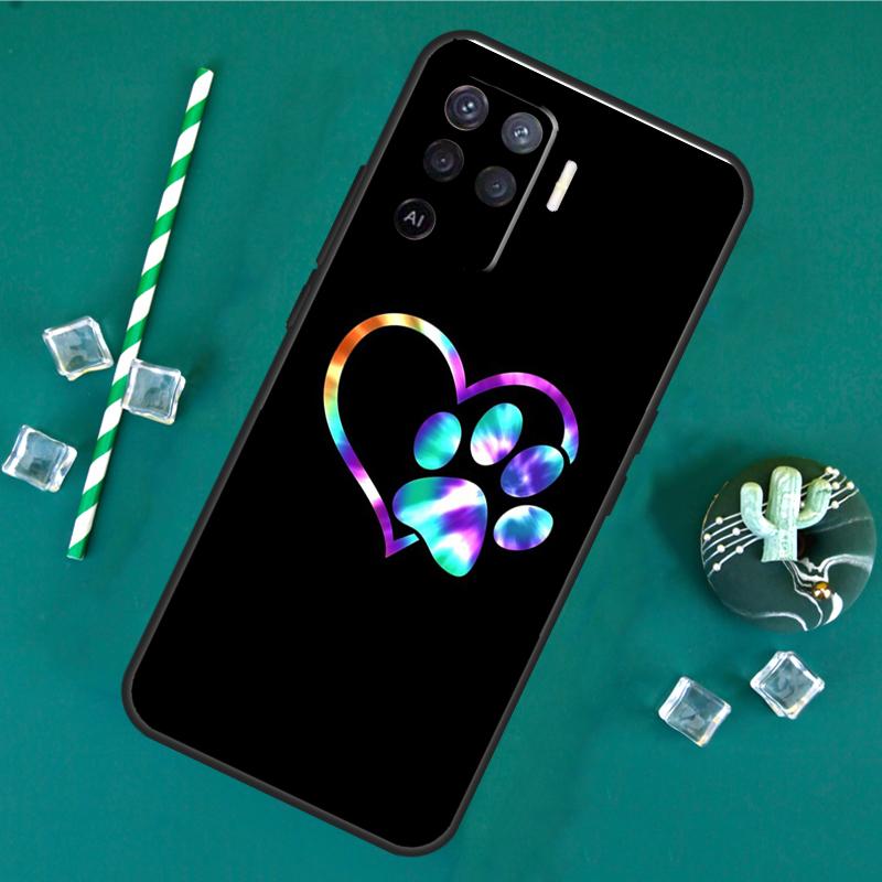 Dog Cat Paw Case For Oppo A40 A60 A80 A16 A76 A96 A18 A38 A58 A78 A98 A91 A15 A17 A74 A94 A54 A57S Cover