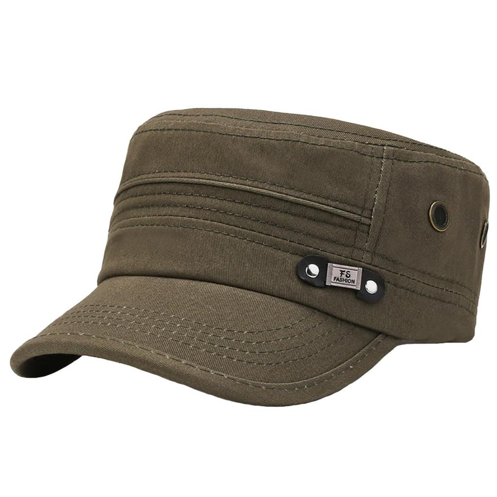 Military Flat CZA394 [White Fang] Hat, Cap, Hat, Casual, Outdoor, Simple, Men's, (Green)