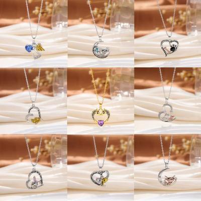 Heart-shaped Colorful Diamond Love Pendant Ladies Necklace Unicorn Necklace Mother's Day Gift