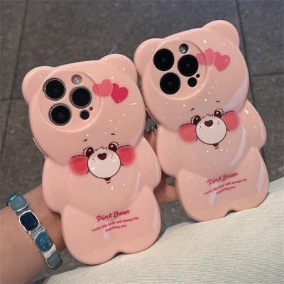 Cartoon Bear Shell Love Trendy Female Couple Big Hole New Ins Style Small Fresh Mobile Phone Protective Cover