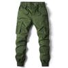 Men's European & American Cargo Jogger Pants - Autumn/Winter, Drawstring Elastic Waist, Casual Style