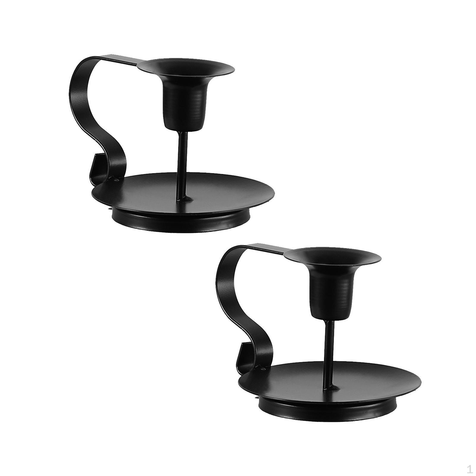 

Retro Iron 2Pcs Taper Candle Holders Candlestick Ornament Metal Stand for Dinning Valentine S