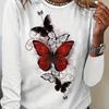 Women's Long Sleeve Colorful Butterfly Pattern T Shirts Tops 2024 Autumn New Fashion  Women's Top Harajuku Fun Pullover Clothing