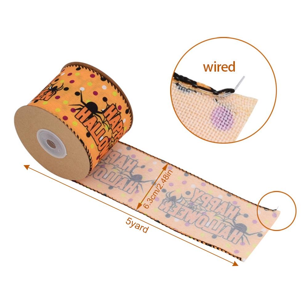 Decorative Wrapping Ribbon Wreaths Spider Pumpkin Print Ribbons 5 Yard 63mm Width DIY Handmade Ribbon Halloween Supplies