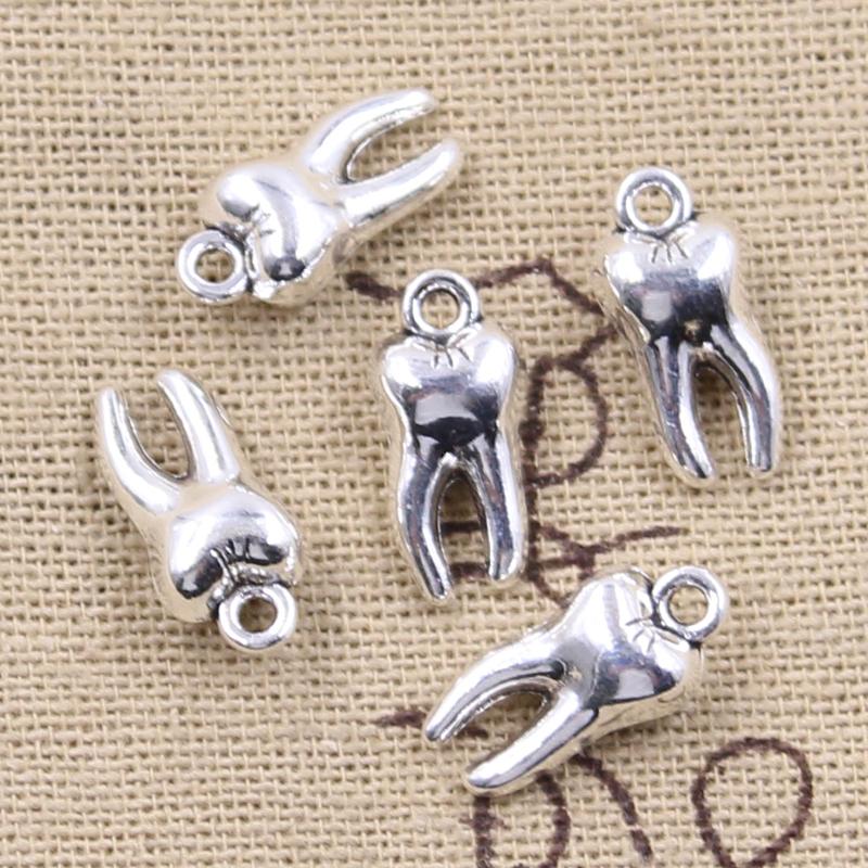 

20pcs Charms 3D Zombie Tooth Teeth Molar 16x8x5mm Antique Bronze Silver Color Pendants Making Findings Handmade Tibetan Jewelry