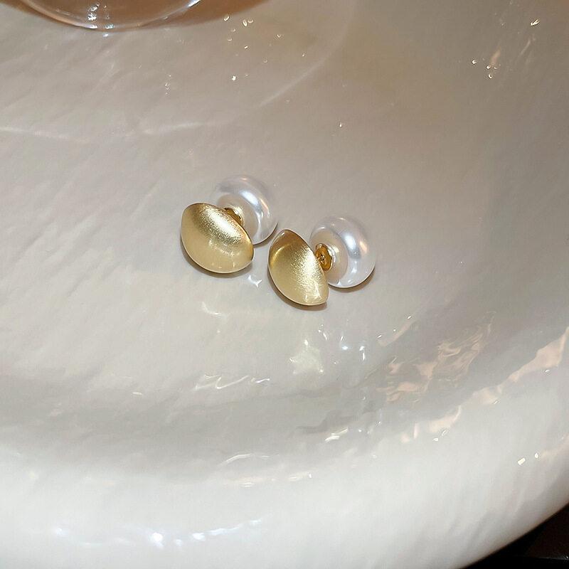 Faux Pearl Two-sided Shell Zircon Earring Elegant Fashion Women Shiny Crystal Imitation Pearl Handmade Earrings Party Jewelry Gift