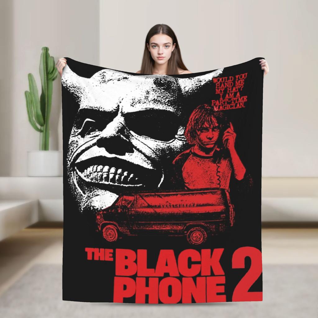 Black Phone 2 Movies Blanket Picnic Flannel Bedding Throws For Couch Chair Soft Warm Custom Quality Bedspread Birthday Gift