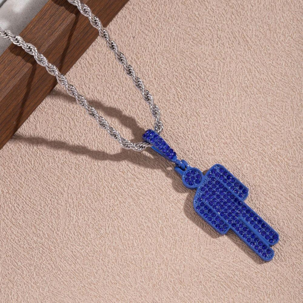 Cartoon Little Man Pendant Crooked Head Hip Hop Pendant Fashionable Rhinestone Pendant  Unisex