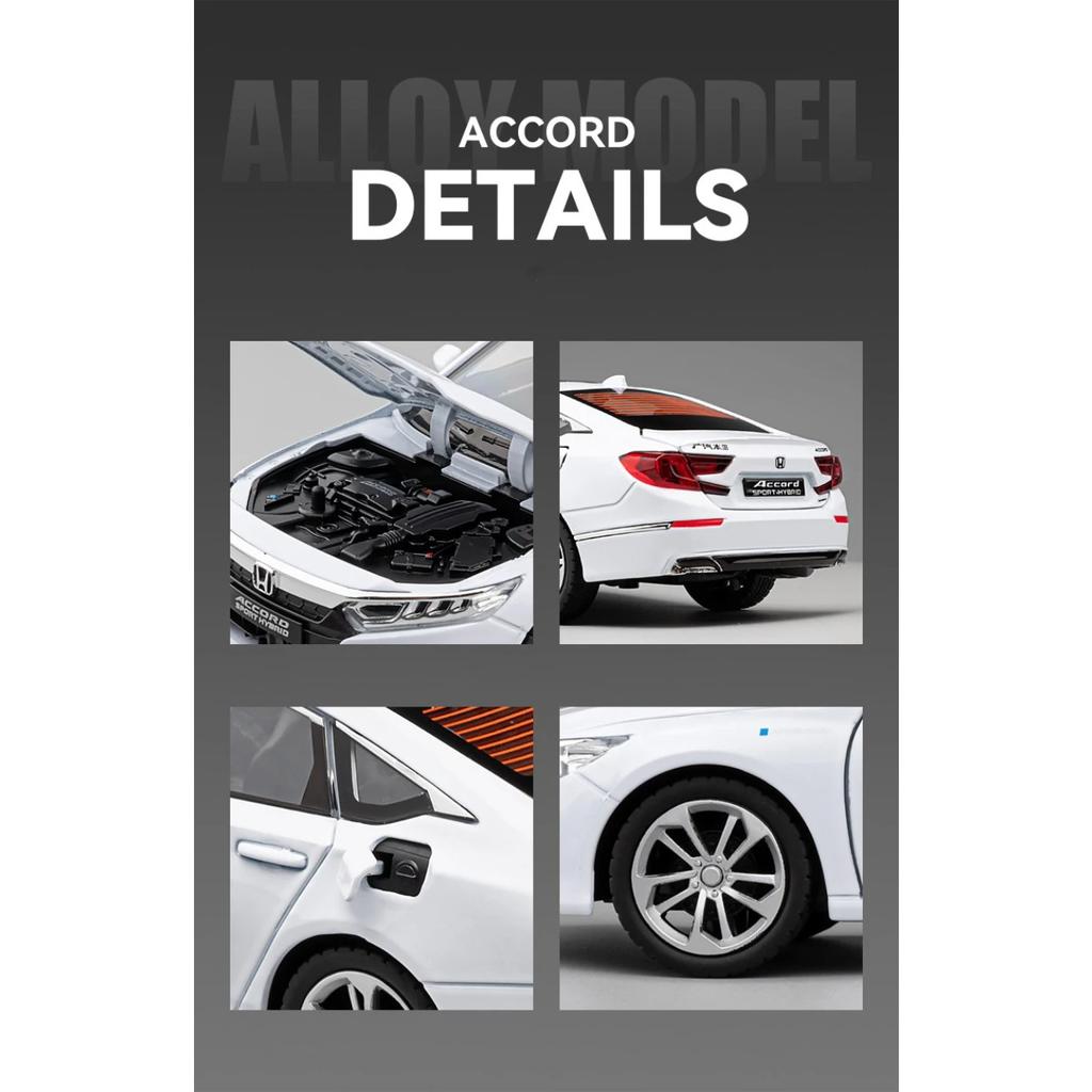 1/24 HONDA Accord Alloy Car Model Diecasts & Toy Vehicles Metal Car Model Simulation Collection Sound and Light Childrens Gifts