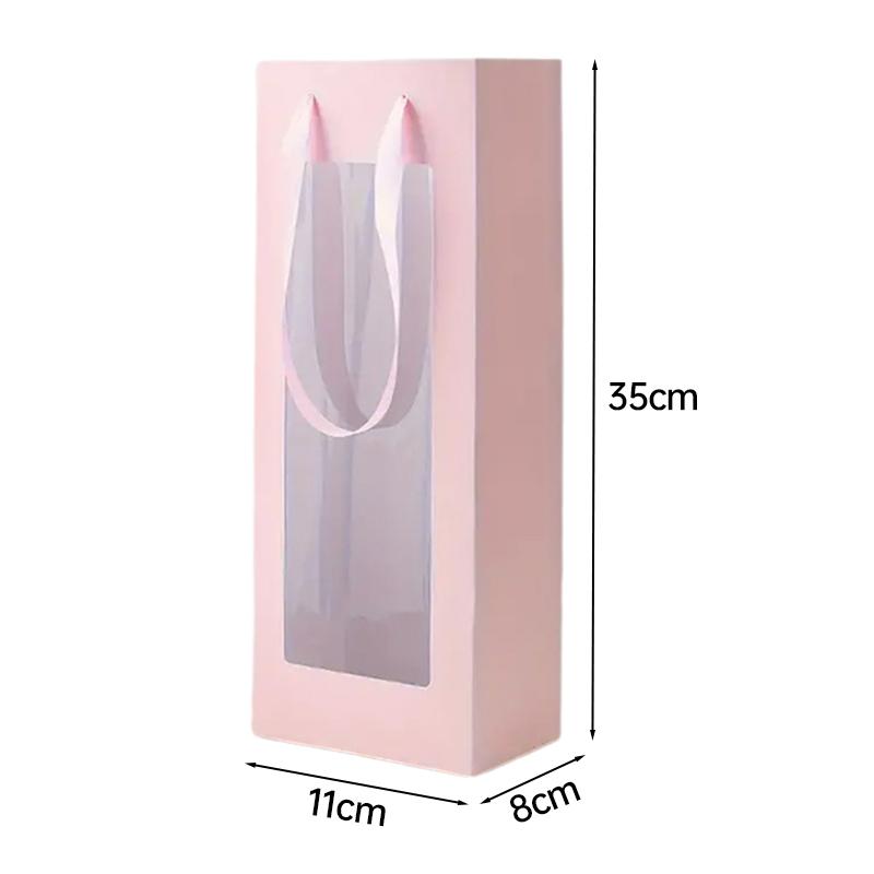 Elegant Single Rose Gift Box 10-Pack Clear Floral Presentation Bags In White Blush Pink for Valentine Weddings Special Occasions