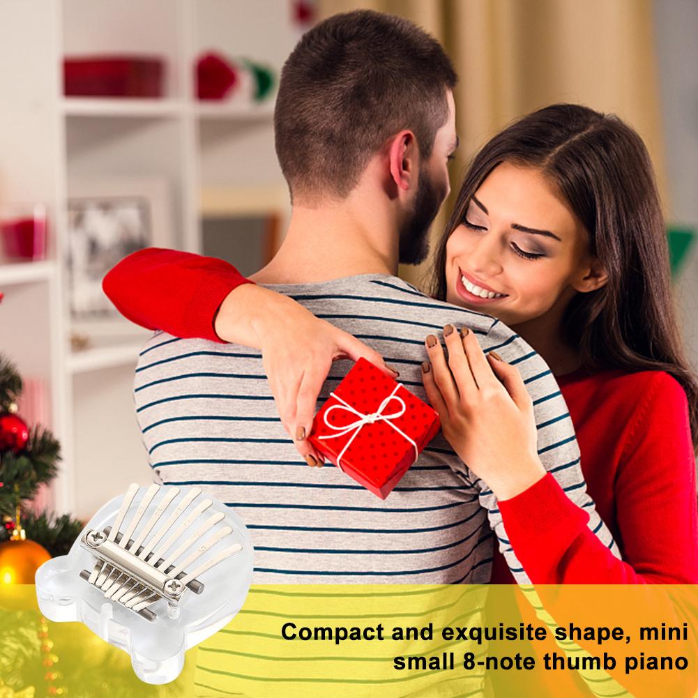 Mini Crystal Finger Piano Acrylic 8-tone Kalimba Thumb Piano Cute Christmas Music Gifts Keyboard Instrument for Children Trainer