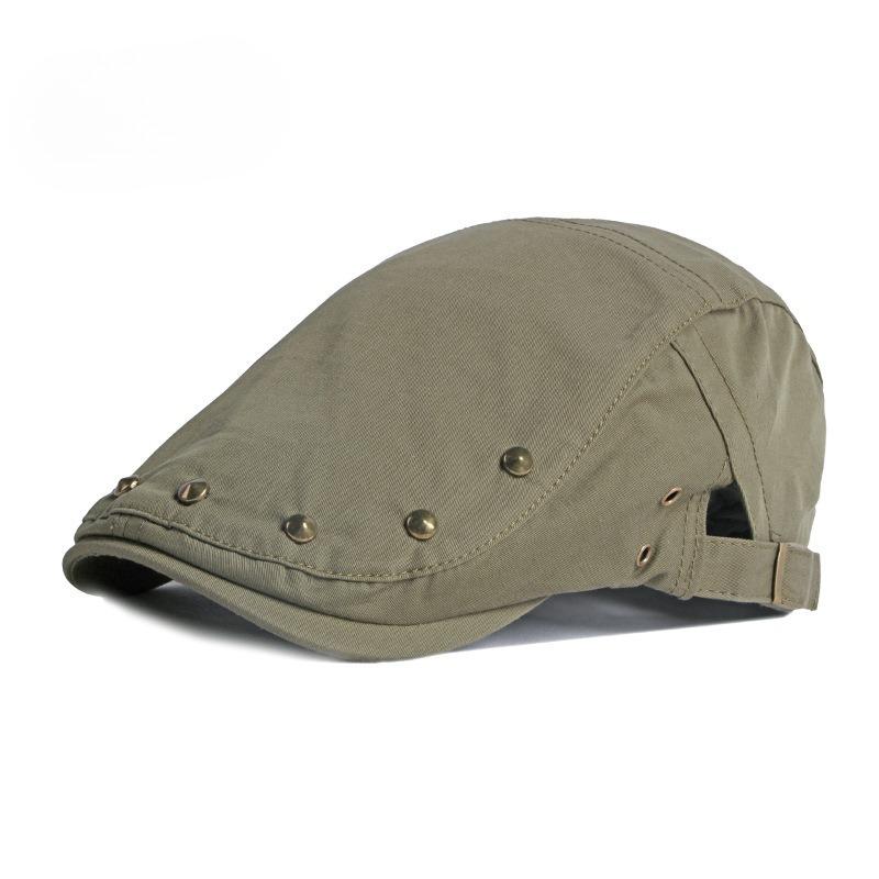 British Retro Rivet Beret Hat for Men Women Thin Breathable Flat Cap Hip-hop Newsboy Cap Adjustable Streetwear Duckbill Hat