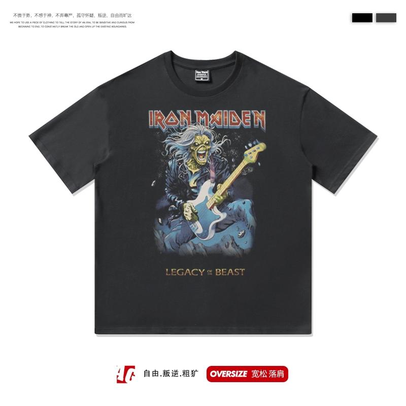 2025 Europe and The United States High Street American Heavy Metal Rock Short Sleeve T-shirt Men and Women Bf Half-sleeve Top