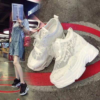 Hollow Out Bud Sport Face High Heel Fashion Low-top Screen Schoenen Platform Schoenen met Dikke Mesh Zool