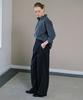 AHWE Belted Striped Double-Pleat Wide Slacks_Navy