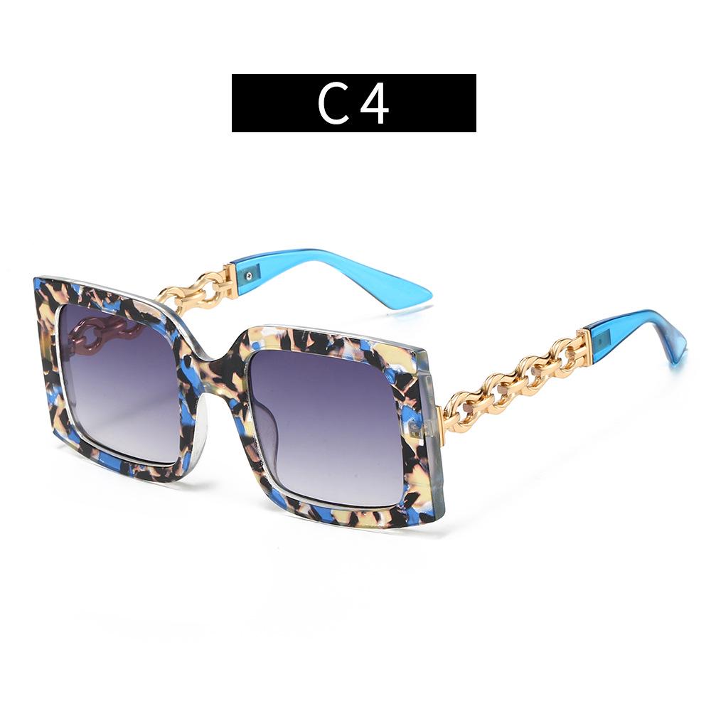 Women's Large Frame Square Sunglasses with Chain Temples