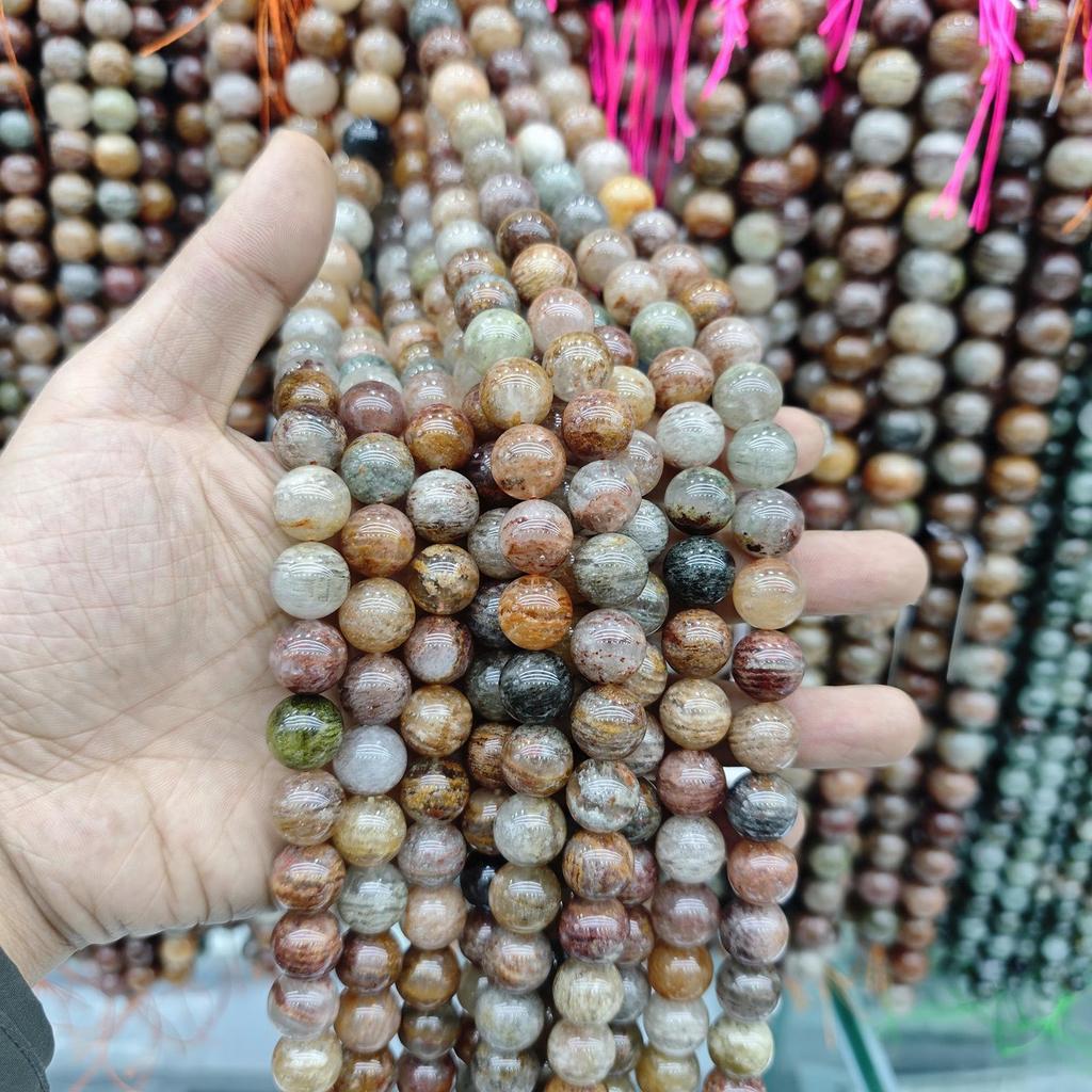 7A Natural Crystal Thousand-Layer Phantom Round Beads for DIY Jewelry and Accessories