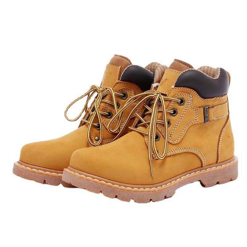 Cowhide Short Boots Thermal Cotton Boots Tooling Boots Hairy Martin Boots Women'S Boots British Leather High-Top Women'S Shoes