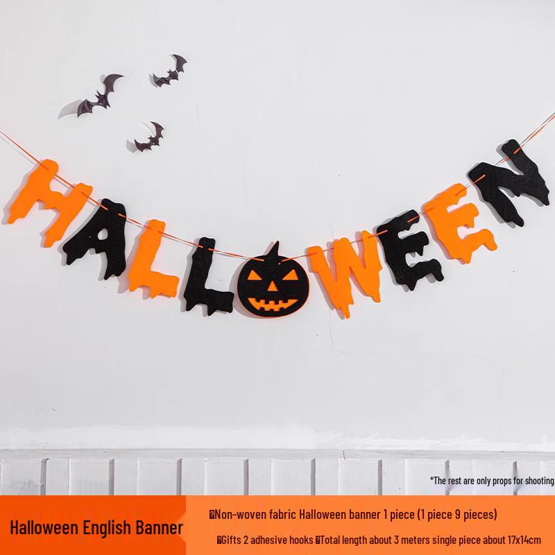 Halloween Hanging Decorations: Pull Flags & Flowers for Indoor Party & Bar Themes