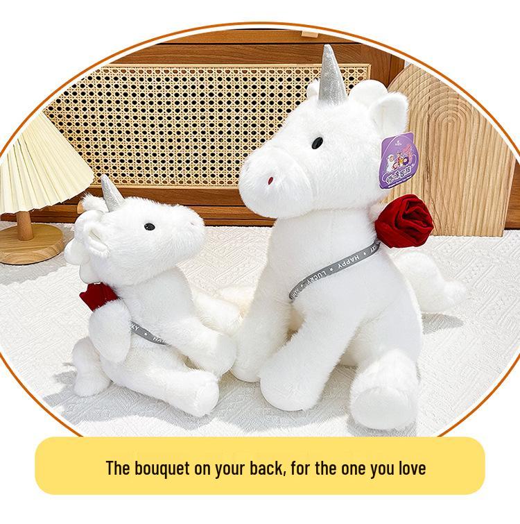 Cross-border Rose Unicorn Plush Toy - Cute Simulation Doll Gift for Girls