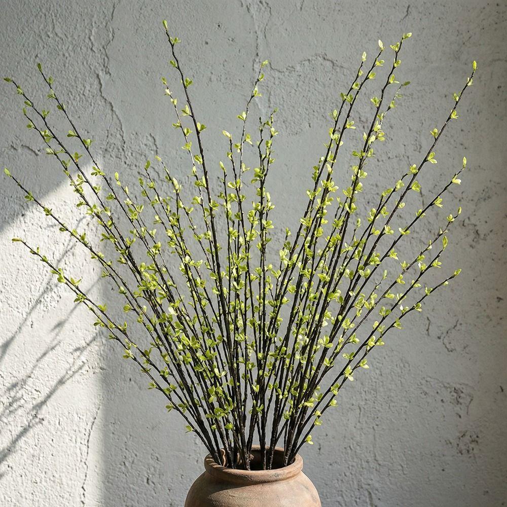 Real Touch Artificial Plum Branches Long Stems Simulation Green Plant  Hotel Decor