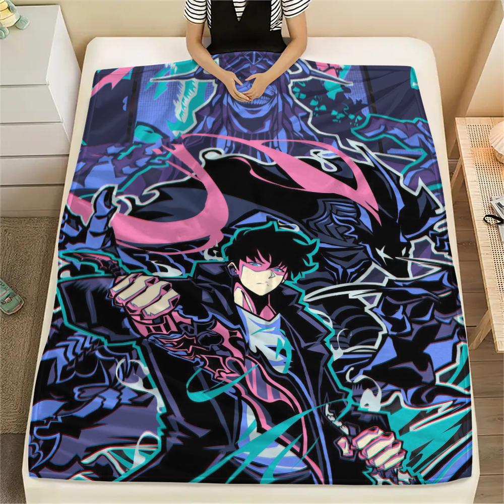 1PC Solo Leveling Print Flannel Blanket, High quality Comfortable for All Seasons, Home Decor, Warmth and Comfort, Perfect for Christmas Gifts170