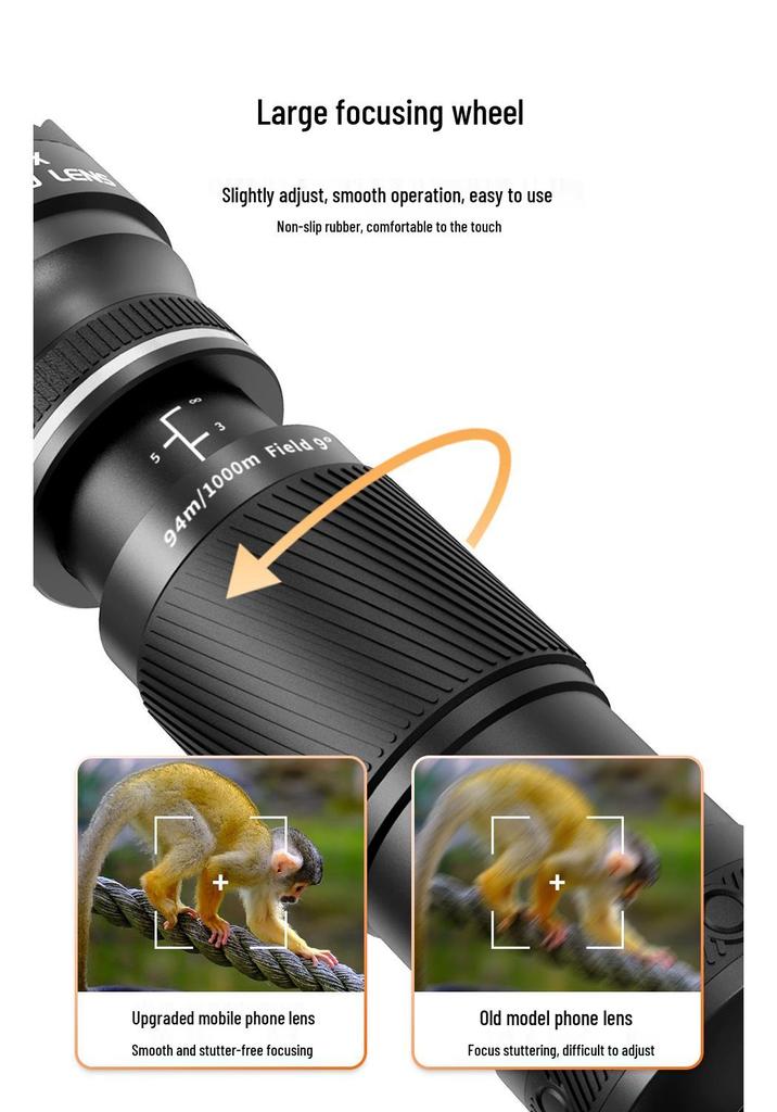 40x HD Monocular Telescope: High-Magnification, Wide-View Retractable Lens for Mobile Live Streaming