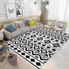 Alfombra de Área Blanca y Negra Marroquí Alfombra de Área Estilo Casa de Campo Marroquí Suave Antideslizante Lavable a Máquina Alfombra para Sala de Estar