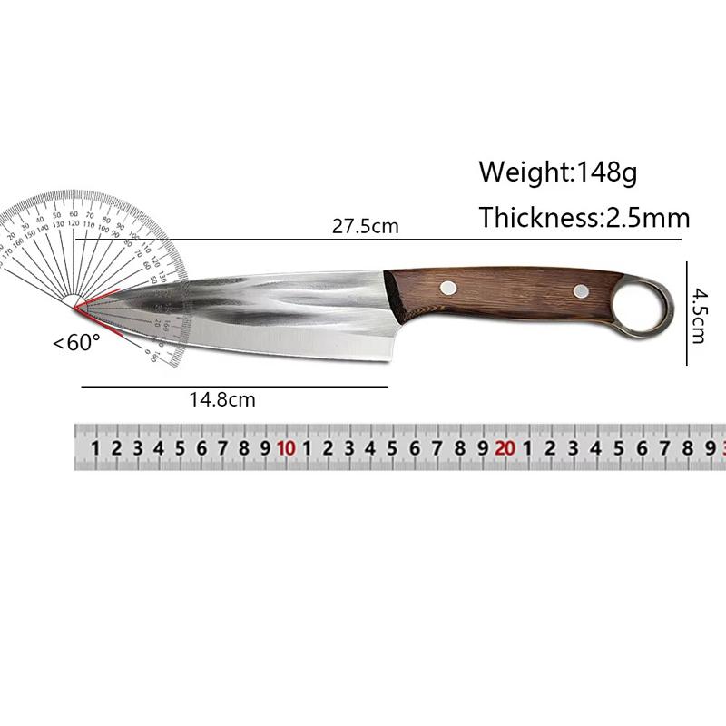 Geschmiedetes Koch-, Ausbein-, Tranchierbeil, Professionelles Küchenmesser für Fleisch, Geflügel, Metzgerei, Schäler, Schneidwerkzeug, Grillmesser mit Scheide