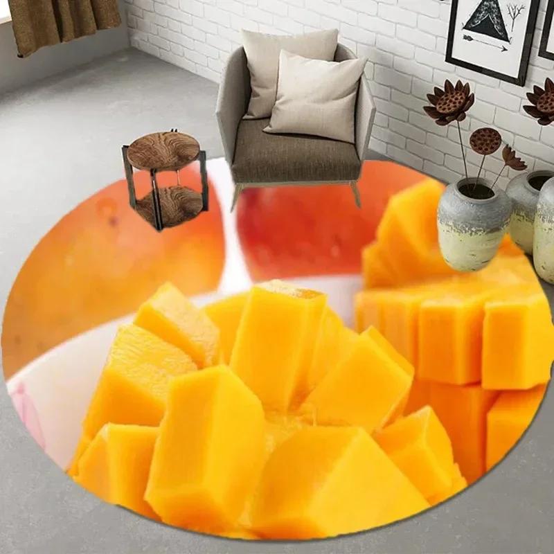 Broccoli  Fruit Print Round Carpet – Soft Non-Slip Area Rug for Kitchen, Bathroom, Living Room or Bedroom Floor Decor