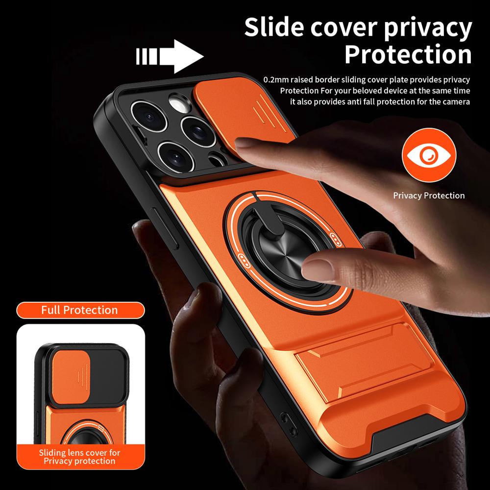 KEYSION Magnetic Phone Case for iPhone 13 14 15 Pro Max 15 Plus Slide Camera Protection Upright Kickstand Shockproof Back Cover