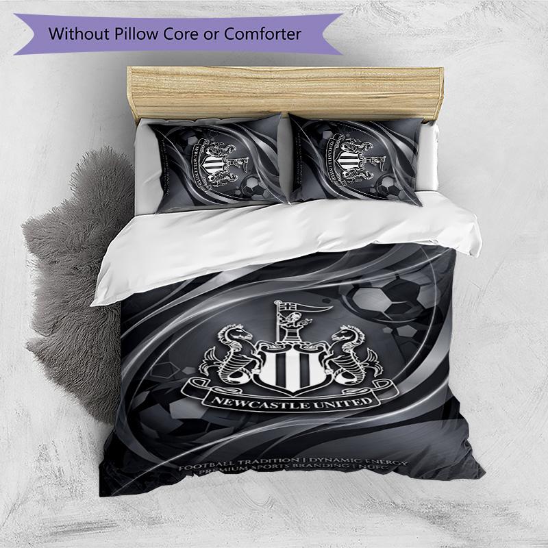Set Lenzuola Stampato Newcastle United Football 3 Pezzi, Comodo Set Copripiumino per Camera da Letto Amico della Pelle