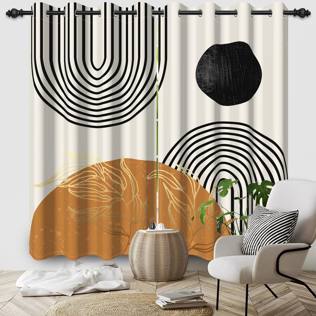 Abstract Blackout Curta Boho Modern Sun Moon Abstract Geometric Design Medieval Minimalism Nordic Polyester Bedroom Curta