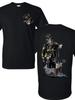 [Double-Sided Design] Skull Firefighter T-shirt with Water-spraying Fire Extinguishing Pattern, Double-sided Design Feat