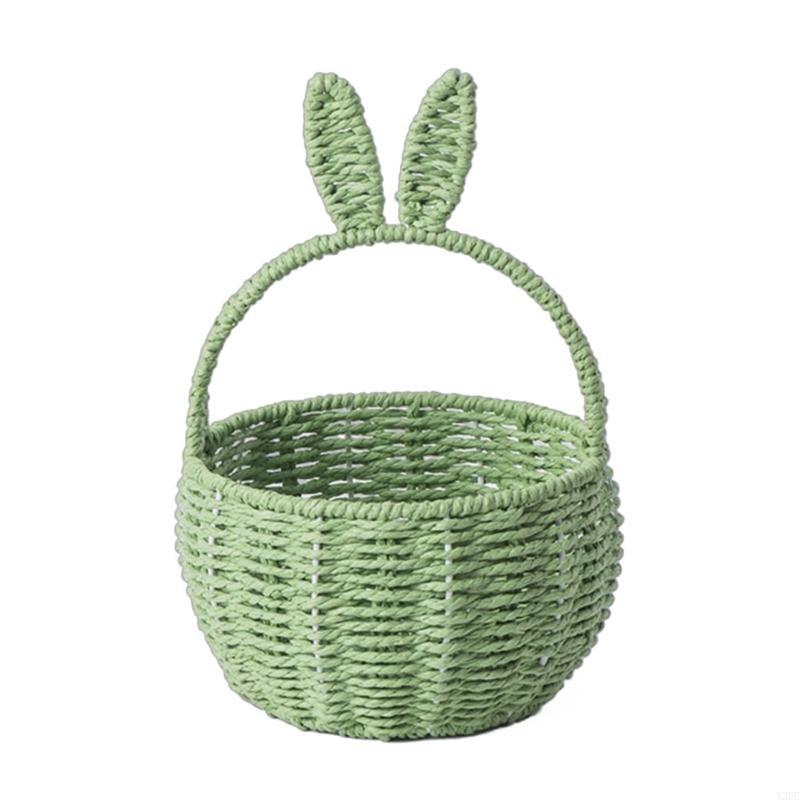 Rabbits Ear Storage Basket for Bedroom and Living Room Stylish Flower Basket Fruit Snacks Organizers for Picnics X3UC зелёный 2450₽