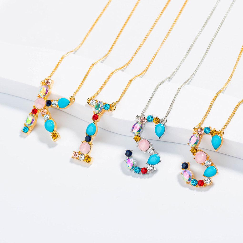 

Letter Pendant Necklace Adjustable Crystal Clavicle Chain For Women Gifts