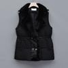 Lamb wool splicing down cotton vest women wear outside in winter autumn and winter new fur integrated lapel waist vest