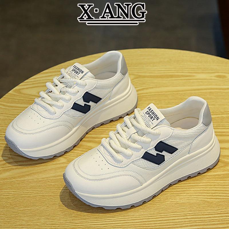 Leather Women's Thick-soled Lightweight Sports Shoes Women's Shoes Autumn New Versatile Casual Dad Shoes