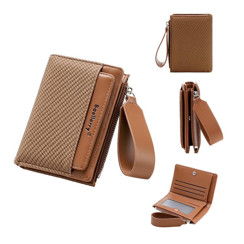 Baellerry Fashion Design Short Wallets for Women Men Casual Classic Bi-fold Purse Zipper Money Pack